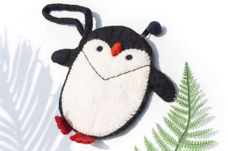 天然羊毛毡化妆包 手机包动物羊毛毡iphone手机套 毛孩子-企鹅包 - 手机壳/手机套 - 羊毛 多色