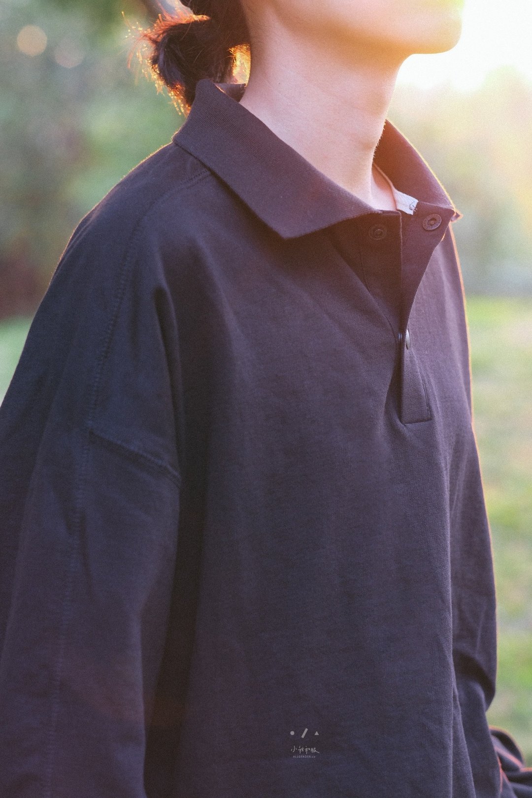 Rugger Shirt 大轮廓橄榄球衬衫 - 3色-信息绿 - 男装上衣/T 恤 - 棉．麻 黑色