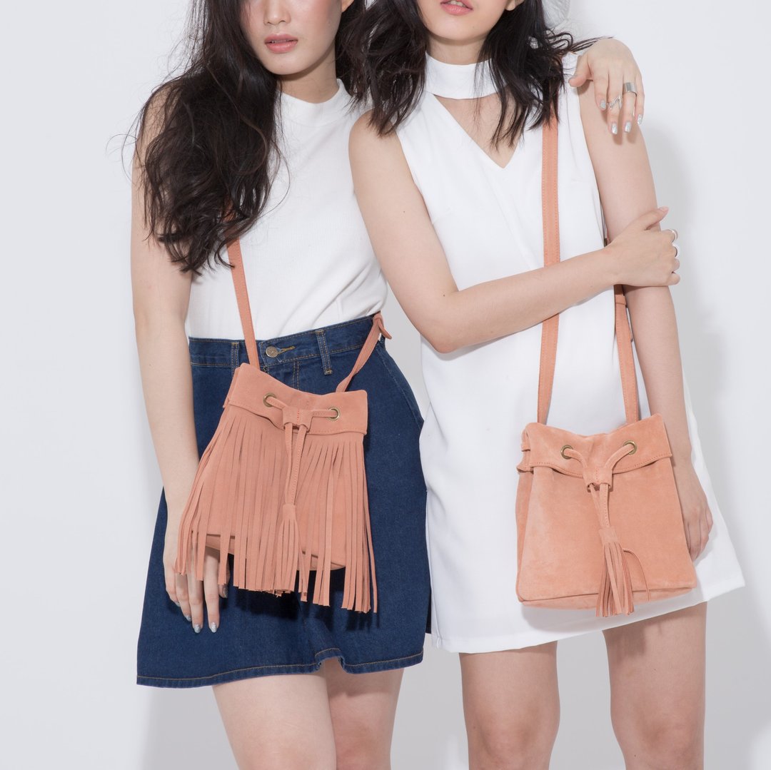 Leather fringe Bag ( Gray) : The Undressed - 侧背包/斜挎包 - 真皮 橘色