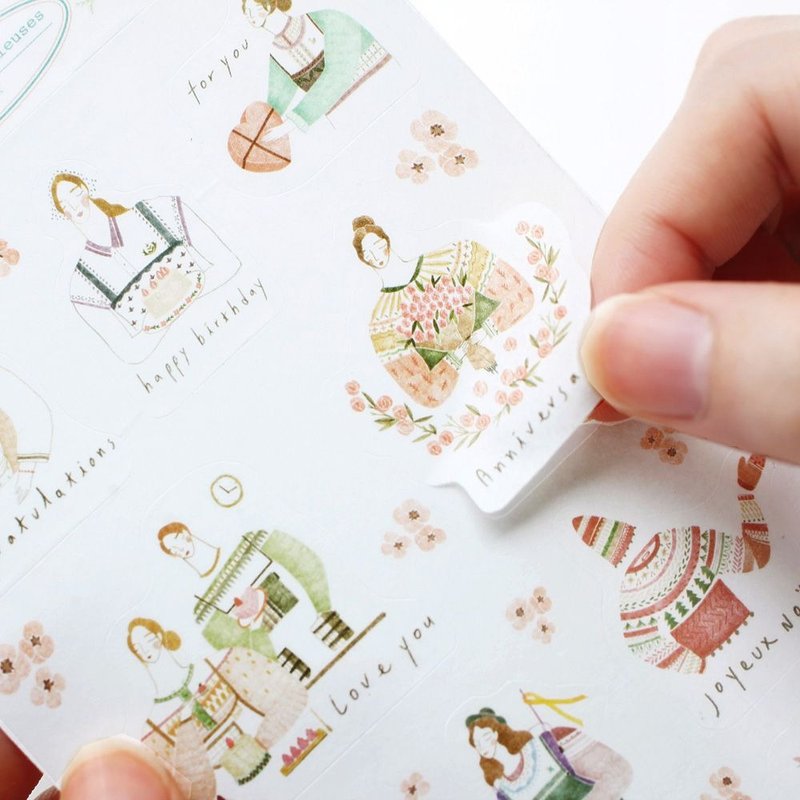 Mori绘本风插画贴纸组(9入),LWK34162 - 贴纸 - 纸 多色