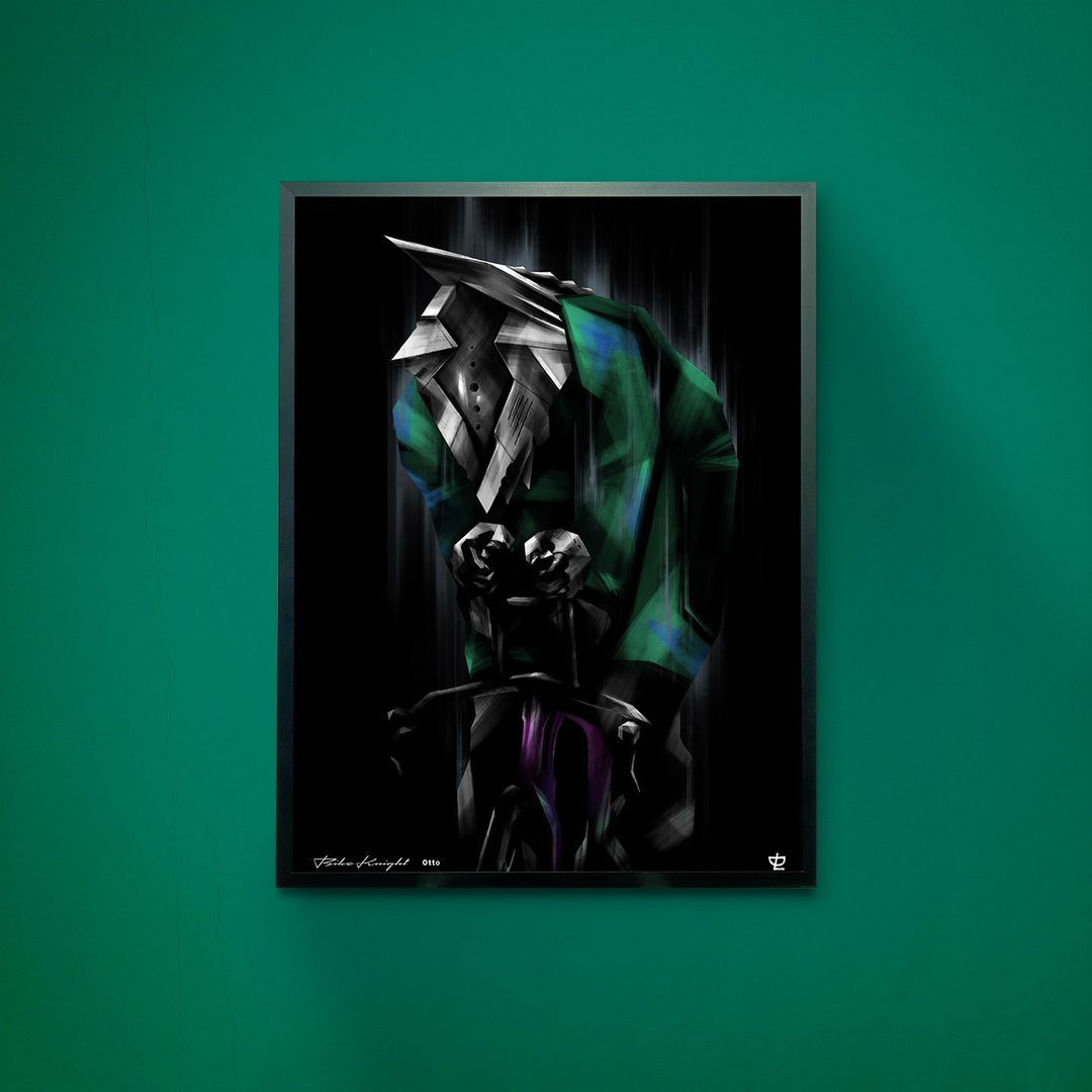Bike Knight - Otto - Art Print/挂画/限量 - 海报/装饰画/版画 - 纸 绿色