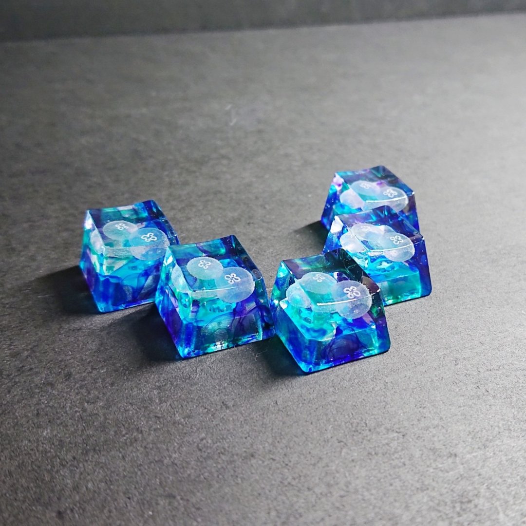 Watercolor jellyfish keycap (1 piece) - 电脑配件 - 树脂 蓝色