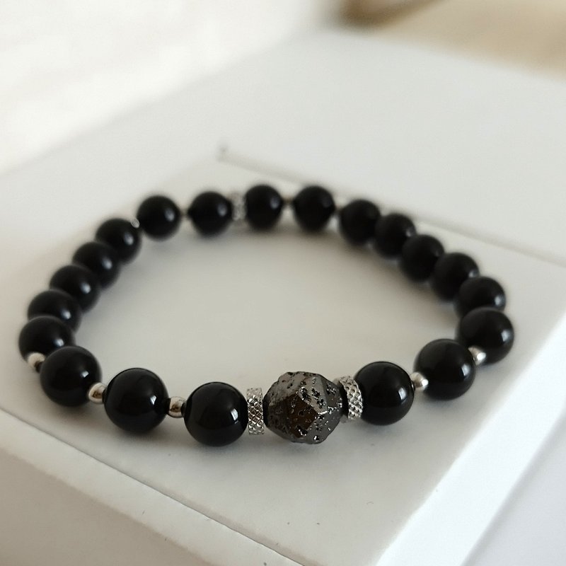时尚手链 黑曜石 玛瑙 火山岩 饰品 护身符 女款 - 手链/手环 - 半宝石 黑色