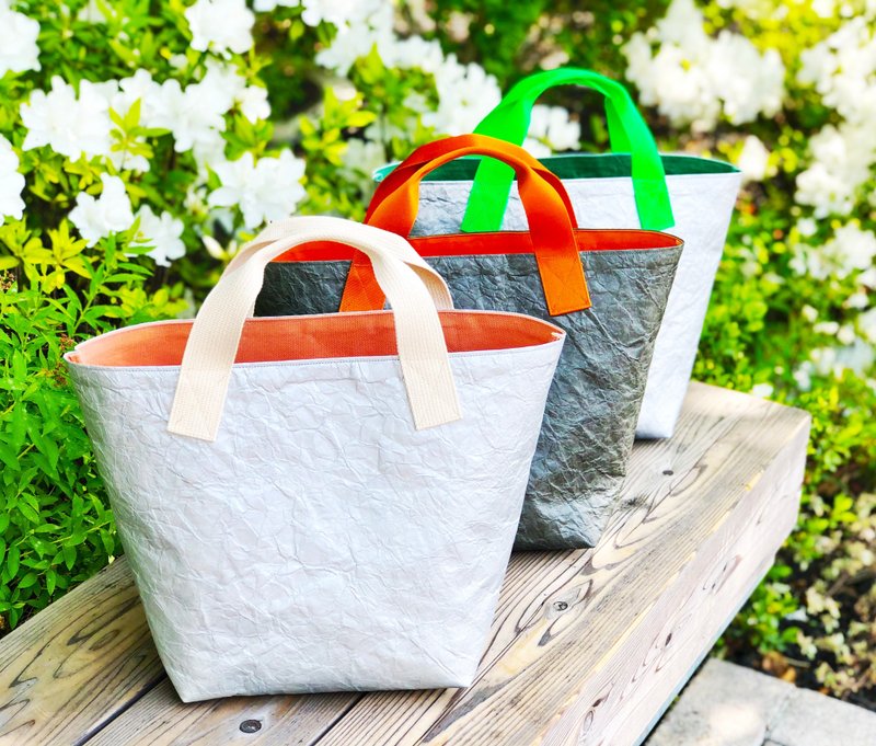 【东京直送】特殊机能环保托特包 / M 宽版 - 手提包/手提袋 - 防水材质 橘色