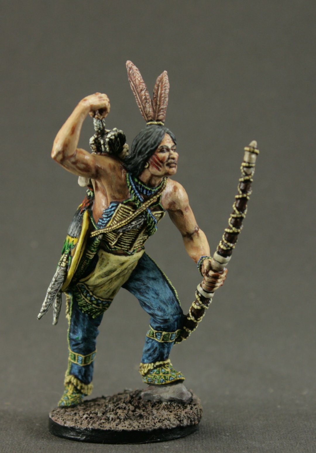 American Indians Hand Painted Toy tin soldier 54 mm. Home Decor. unique gift - 玩偶/公仔 - 其他金属 蓝色