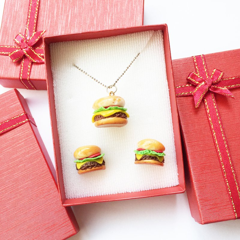 Hamburger jewerly Box set 2 - 项链 - 粘土 橘色