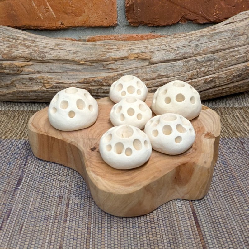 极简设计 3合1 陶瓷剑山/拓香陶/线香座 莺歌 手作 文创 - 花瓶/陶器 - 陶 白色