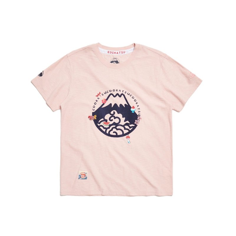 江户胜 日系 男装 夏天小物印花短袖T恤(粉红色) #上衣#短袖 - 男装上衣/T 恤 - 棉．麻 粉红色
