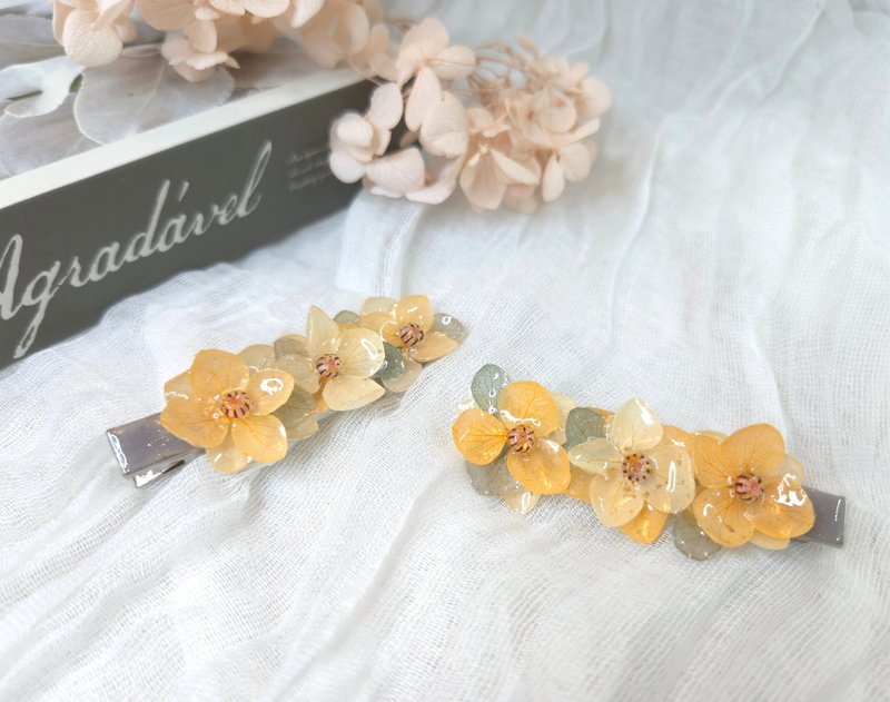 秋意拼接花瓣系列永生花发夹 - 发饰 - 植物．花 橘色