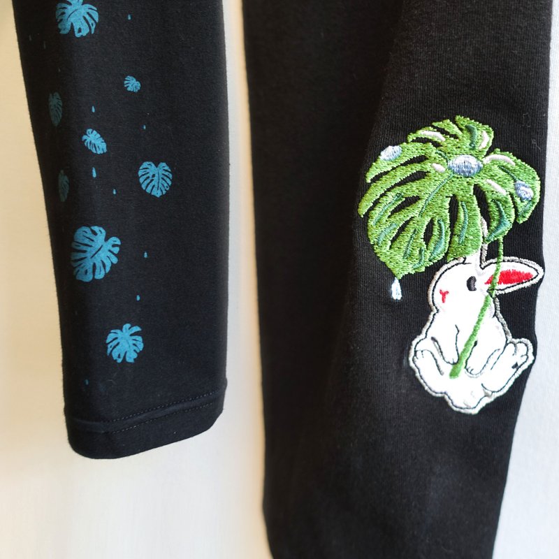 Urb【兔与龟背芋】内搭裤 - 女装内搭/紧身裤 - 棉．麻 黑色