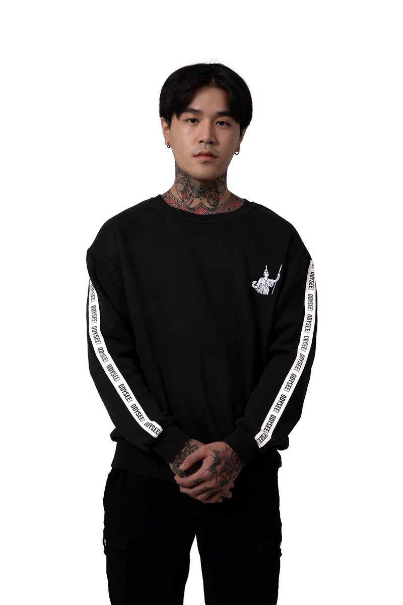 Odysee's Originals: Odysee 圆领衫 - 中性连帽卫衣/T 恤 - 棉．麻 黑色