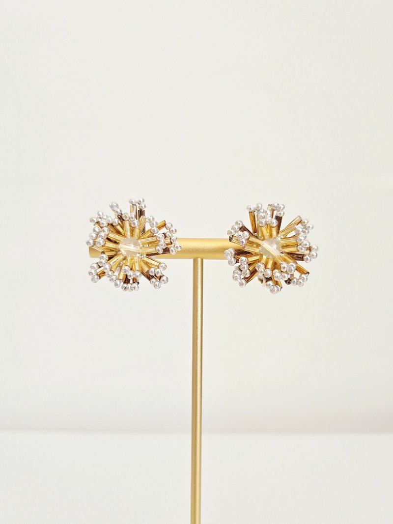 花火 - 大款茶金黄水晶耳环 - 耳环/耳夹 - 其他材质 