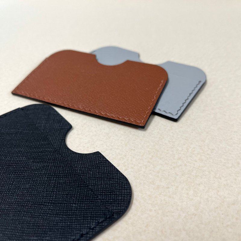 极简牛皮卡套-十字纹系列 - 名片夹/名片盒 - 真皮 黑色