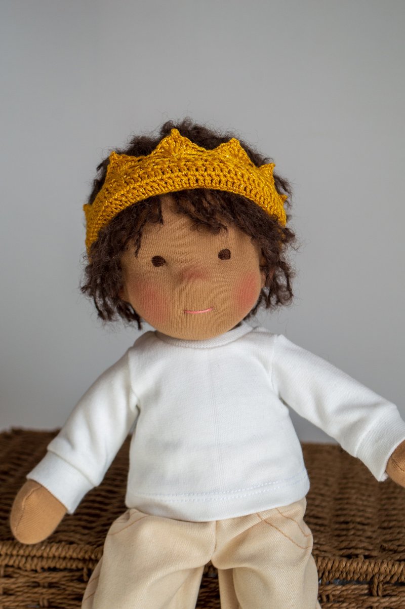 Ready to ship knitted crown for 12inches (30 cm) waldorf boy doll - 玩具/玩偶 - 棉．麻 