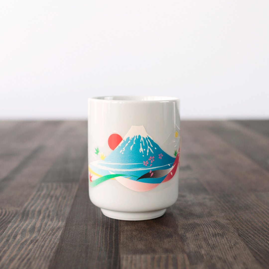 富士山　感温变色 茶杯 汤吞 - 茶具/茶杯 - 瓷 白色