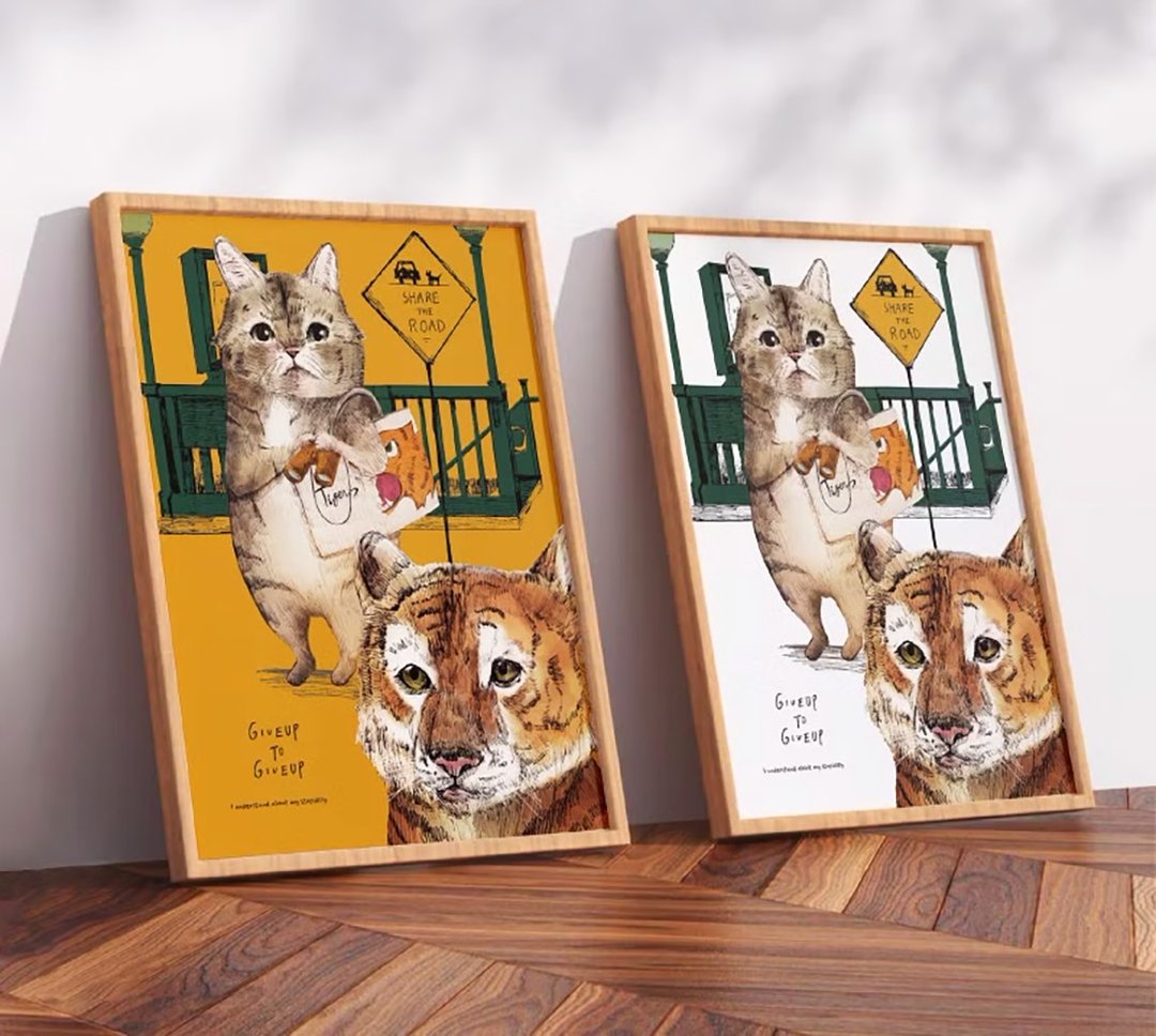 想变成老虎的猫 / 原创海报 / A4 或 A3 尺寸 - 海报/装饰画/版画 - 塑料 白色