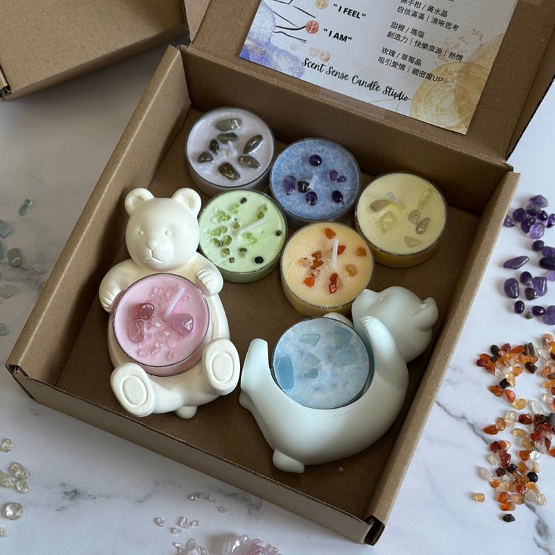 七色水晶茶蜡与小熊蜡台 - 蜡烛/烛台 - 蜡 