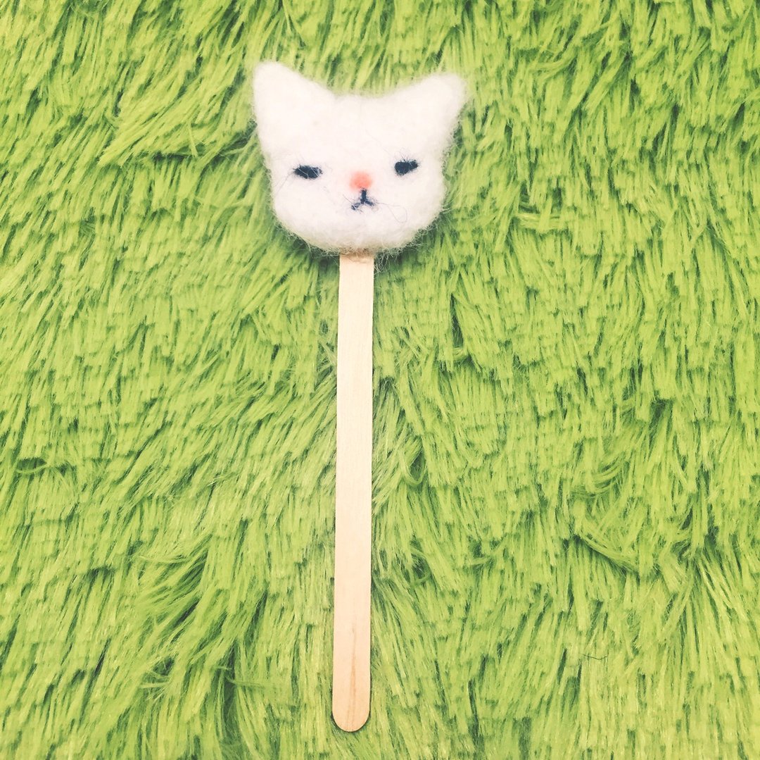 猫书僮系列_猫脸羊毛毡书签．白雪 - 书签 - 羊毛 白色