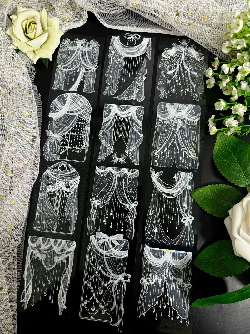 轻纱细语 PET 纸胶带 白墨贝壳光 10米卷 - 纸胶带 - 塑料 多色