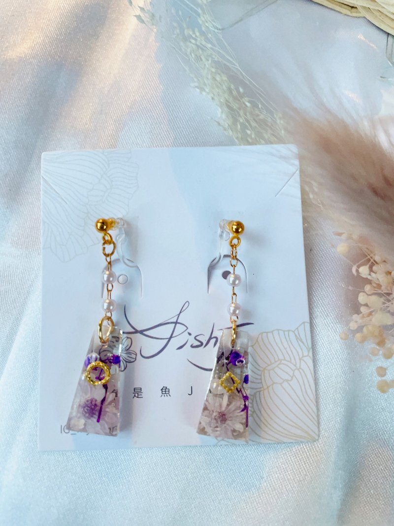 鱼是鱼J饰集||  点缀优雅紫  平凡的我..只想点缀一下 硅胶耳夹 - 耳环/耳夹 - 树脂 紫色