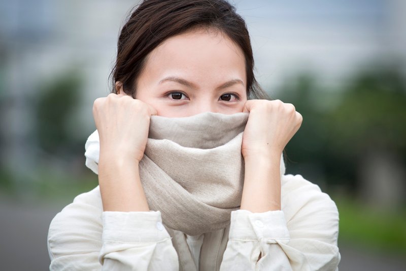 杏色 成人围脖 微凉春秋薄款 保加利亚纯棉纺织布料 / 围巾 - 围巾/披肩 - 棉．麻 卡其色