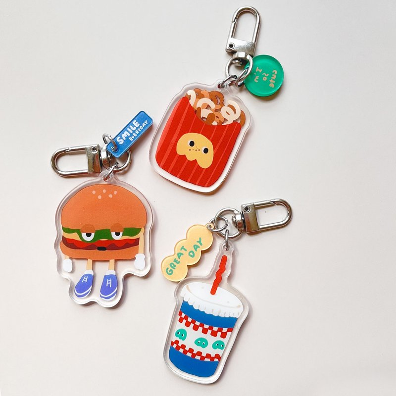钥匙圈 | 欢乐儿童餐可爱汉堡薯条与可乐吊饰钥匙圈春天来了 - 钥匙链/钥匙包 - 压克力 