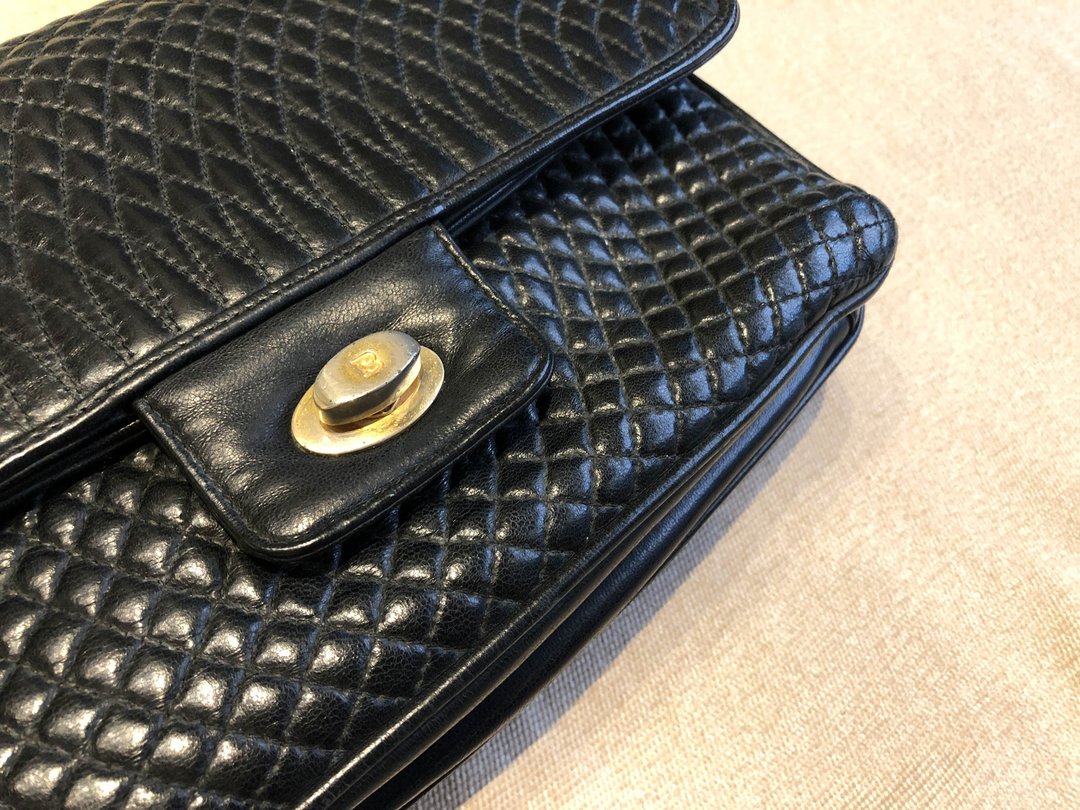 VINTAGE BALLY 肩背古董包 / Made In ITALY / 链条包 - 侧背包/斜挎包 - 真皮 黑色