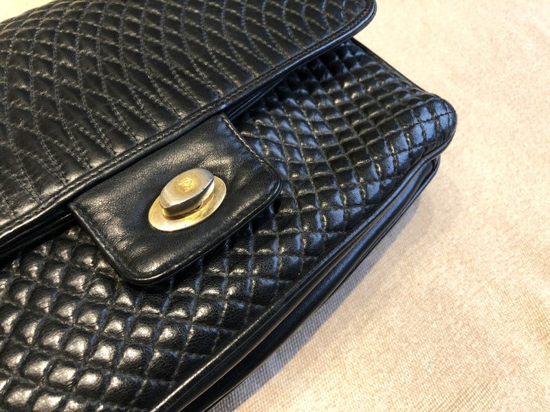 VINTAGE BALLY 肩背古董包 / Made In ITALY / 链条包 - 侧背包/斜挎包 - 真皮 黑色