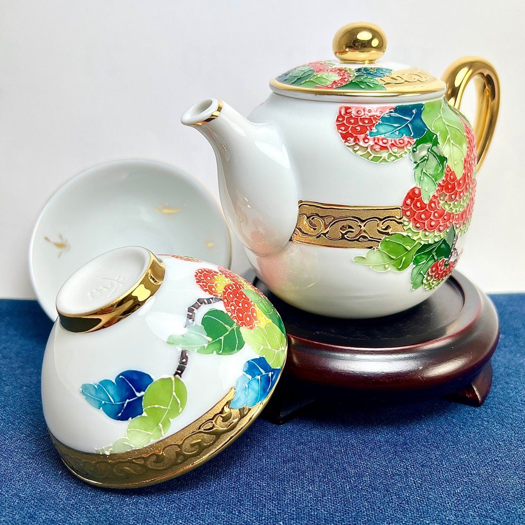 【大立窑】鎏金法华彩 大吉大荔壶组 (1壶2杯/盒) - 茶具/茶杯 - 陶 