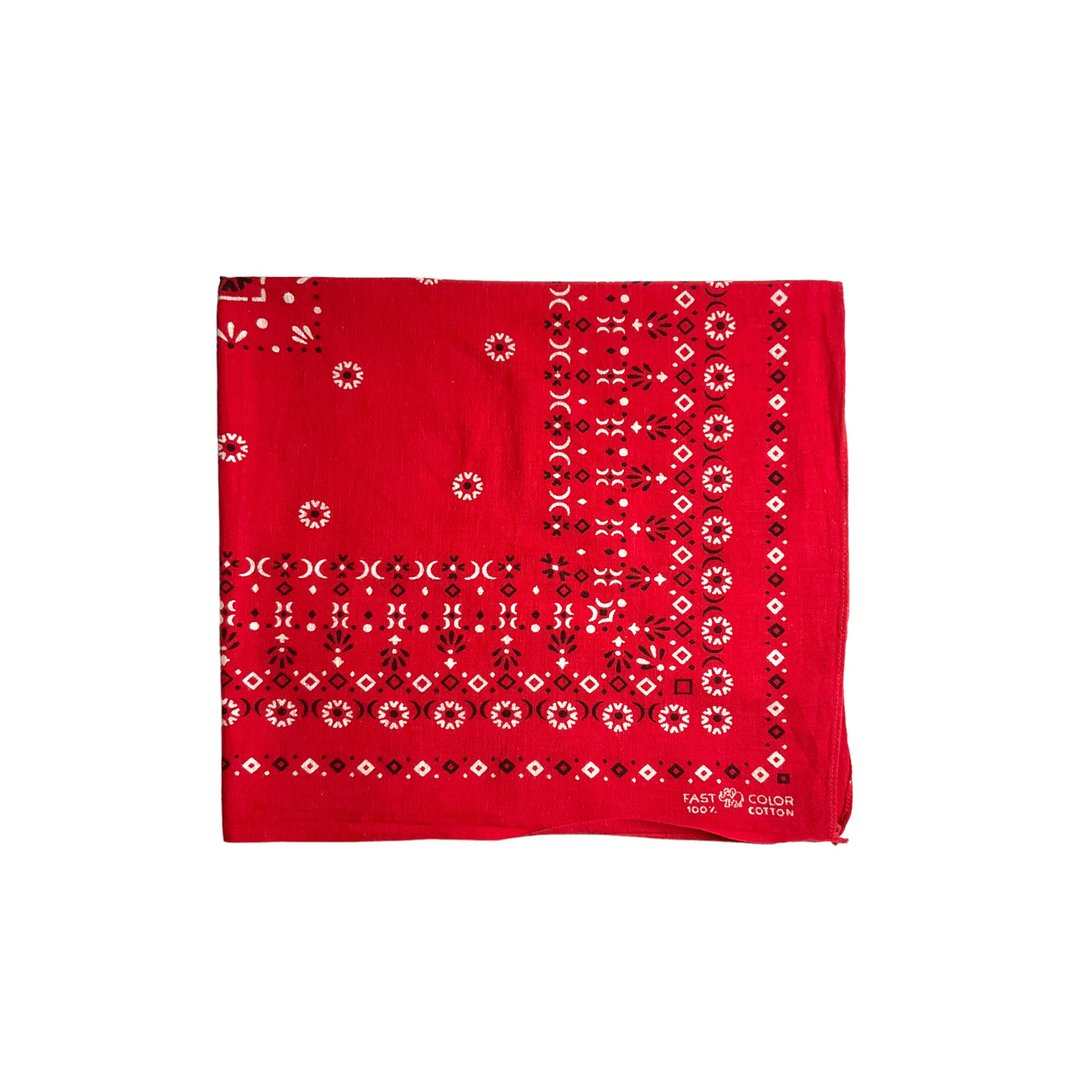 Vintage 60s USA Elephant Trunk up Bandana 红色几何拔染领巾 - 领结/领巾 - 棉．麻 红色