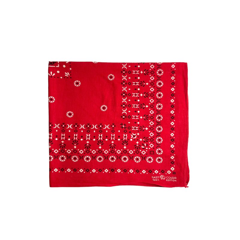 Vintage 60s USA Elephant Trunk up Bandana 红色几何拔染领巾 - 领结/领巾 - 棉．麻 红色