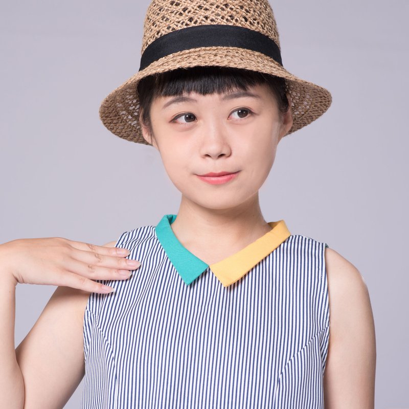 ( 最后一件)后开岔削肩上衣  条纹 - 女装上衣 - 聚酯纤维 白色