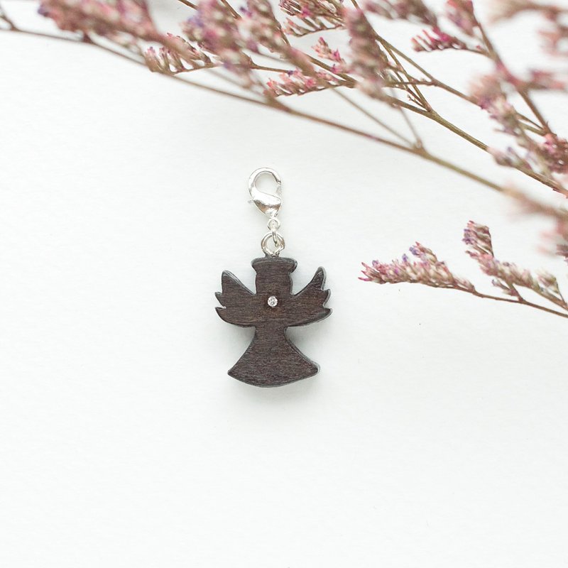 手工木制吊饰   天使。吊饰 礼物订制 - 吊饰 - 木头 咖啡色
