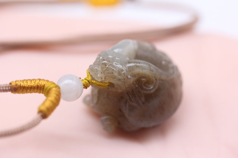 【龙龟】项链/天然和田玉糖料吊坠/也是手玩件/招财辟邪长寿 - 项链 - 玉石 咖啡色