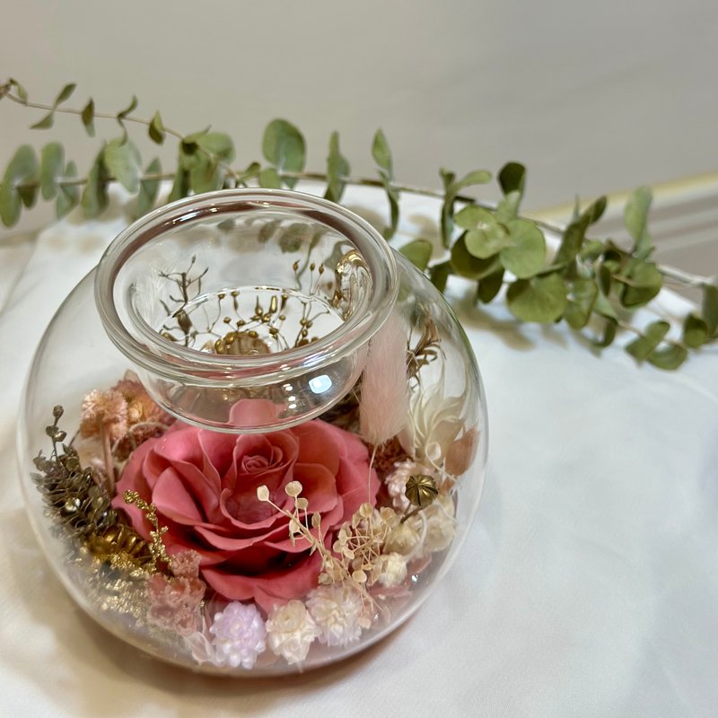 永生花天然精油薰香烛台 新年礼物 交换礼物 居家装饰 疗愈香氛 - 蜡烛/烛台 - 植物．花 