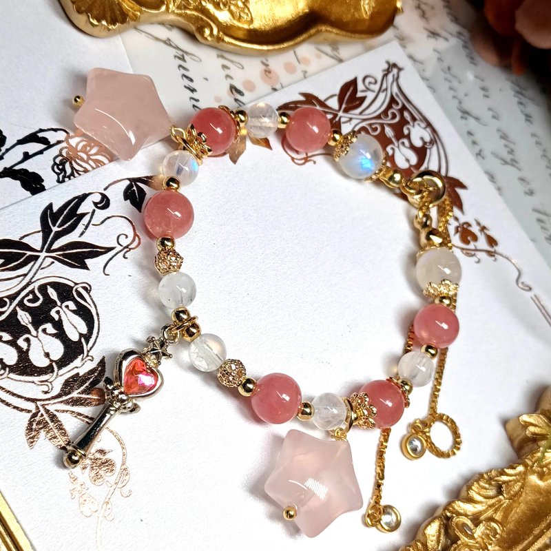 【红纹 月亮 粉晶06】 【美少女战士】小小兔 02 | 同人水晶 DIY- - 手链/手环 - 水晶 多色