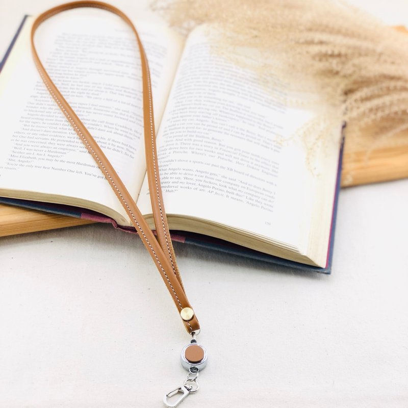 有格调。皮革颈绳+伸缩扣 - 识别证 / 钥匙圈 / 悠游卡 - 挂绳/吊绳 - 真皮 咖啡色