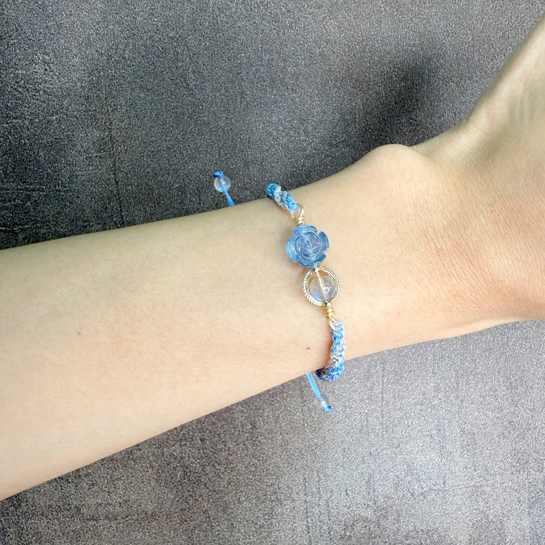 蔚蓝之语   海蓝宝   拉长石   手工蜡线  邻手作 - 手链/手环 - 水晶 蓝色
