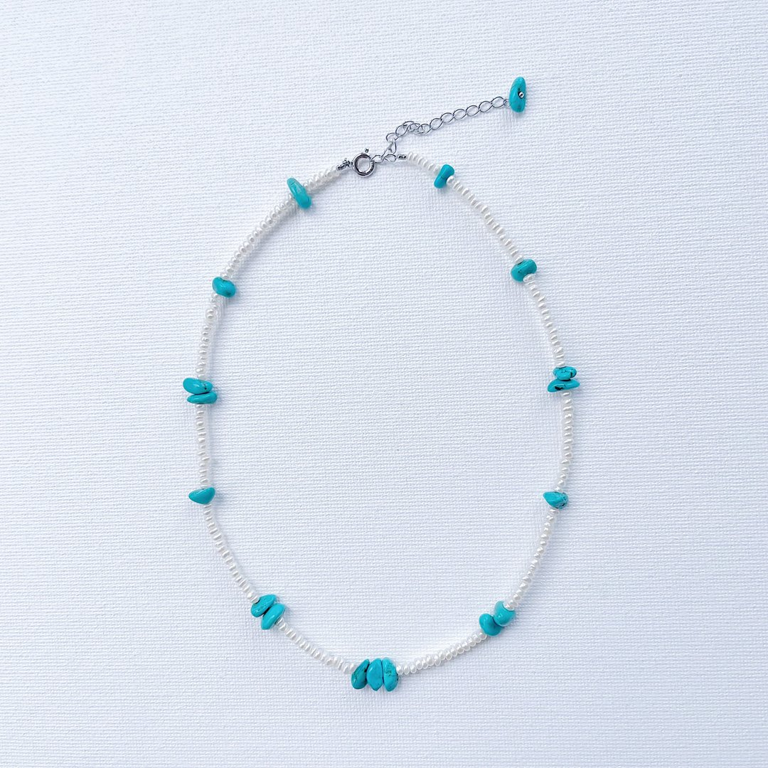 KARAFURU Turkish Stone and freshwater pearl choker 3 - 项链 - 珍珠 蓝色