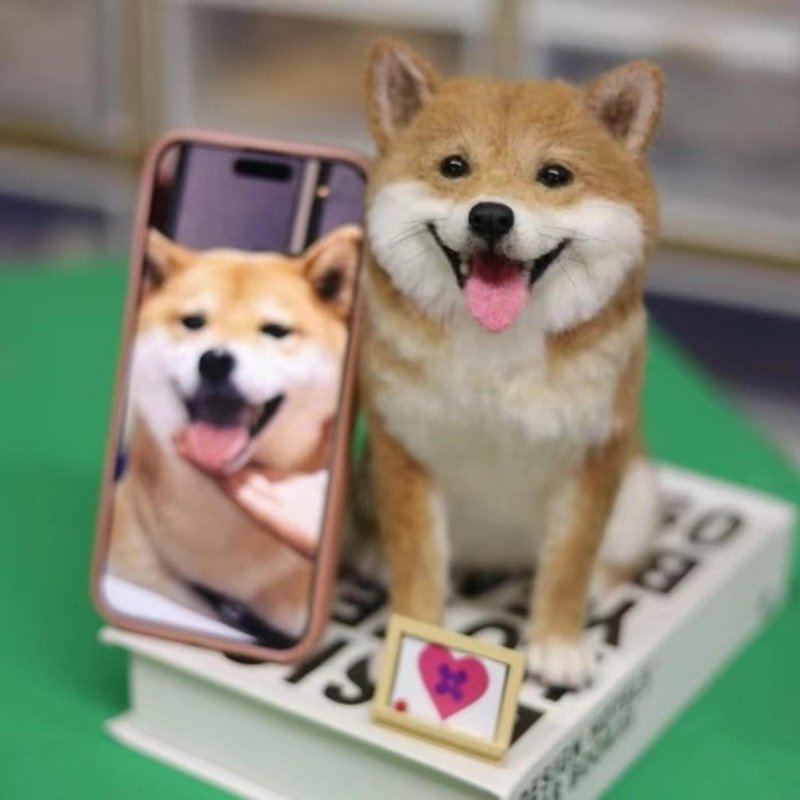 客制化逼真犬羊毛毡宠物娃娃 定制手工复刻狗狗猫咪毛小孩公仔 - 玩具 - 羊毛 多色