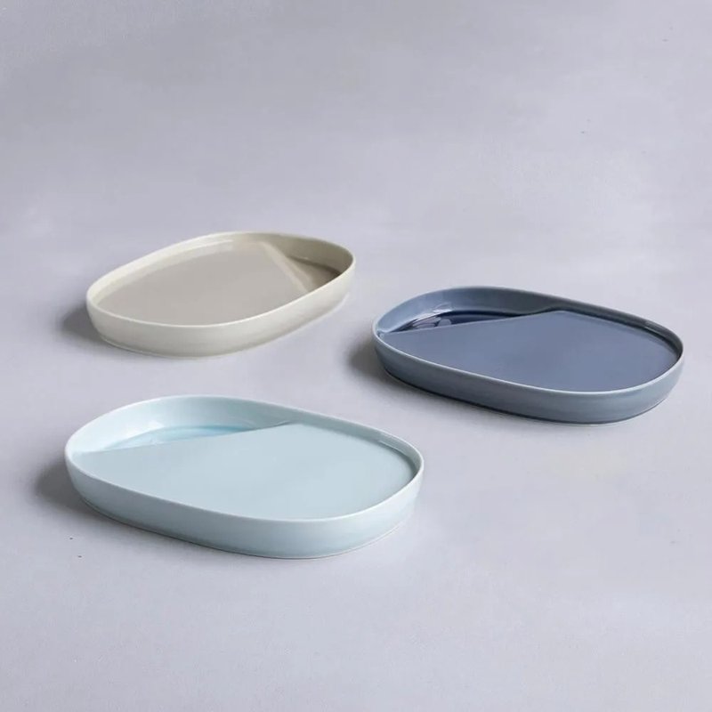 suzuri波佐見燒可沾醬橢圓主菜盤(共2色) - 盘子/餐盘/盘架 - 瓷 蓝色