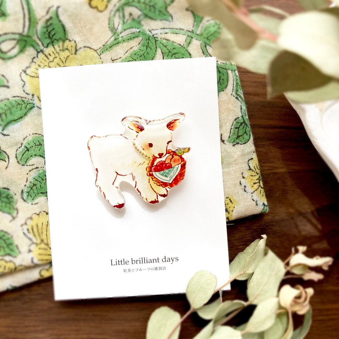 Goat brooch baby goat brooch animal series - 胸针 - 塑料 白色