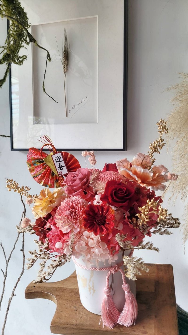 海藏设计| 时尚爱马仕橘新年花礼。新年开运花礼。新年盆花 - 植栽/盆栽 - 植物．花 红色