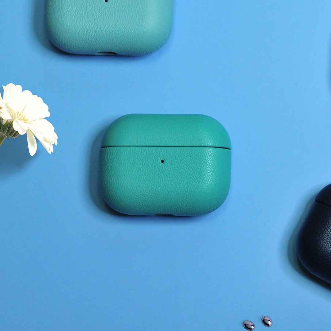 AirPods 4/3/Pro/Pro2 皮革 耳机保护套 Tiffany 蒂芙尼蓝 定制化 - 耳机 - 真皮 蓝色