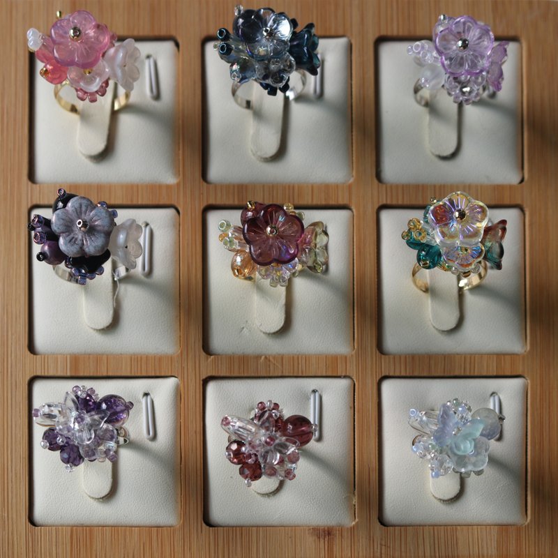 迷你指间花园 - 戒指 - 玻璃 多色