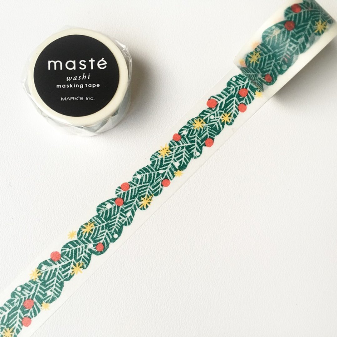 maste Xmas 和纸胶带【圣诞针叶林 (MST-MKT170-C)】 - 纸胶带 - 纸 绿色