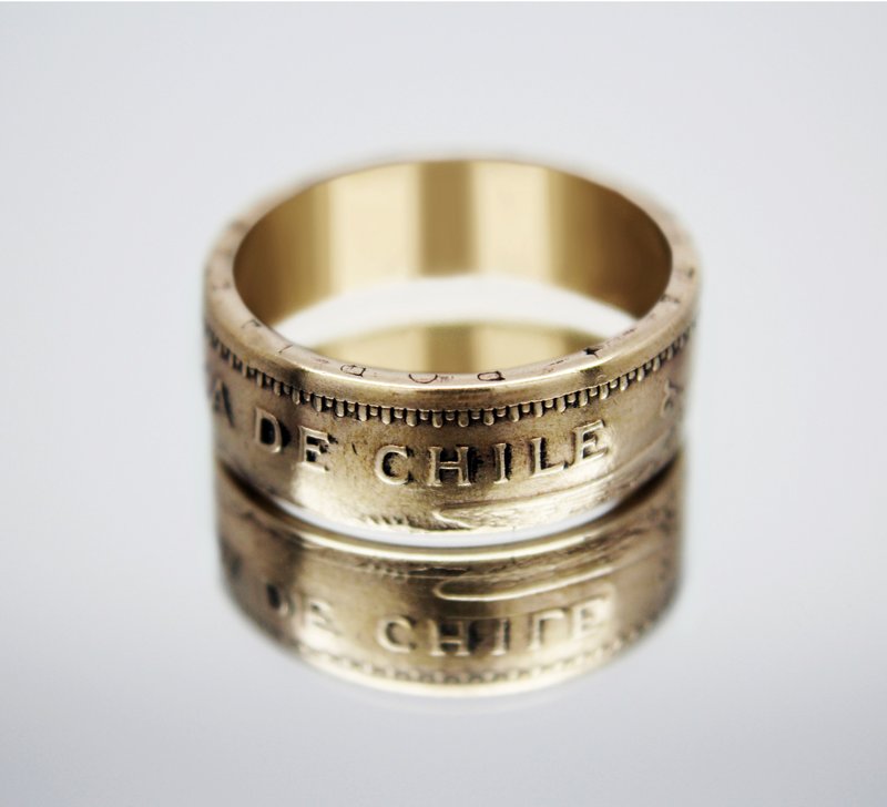 Chile Coin Ring 100 pesos 1950 coin rings for men coin rings for women - 戒指 - 其他金属 