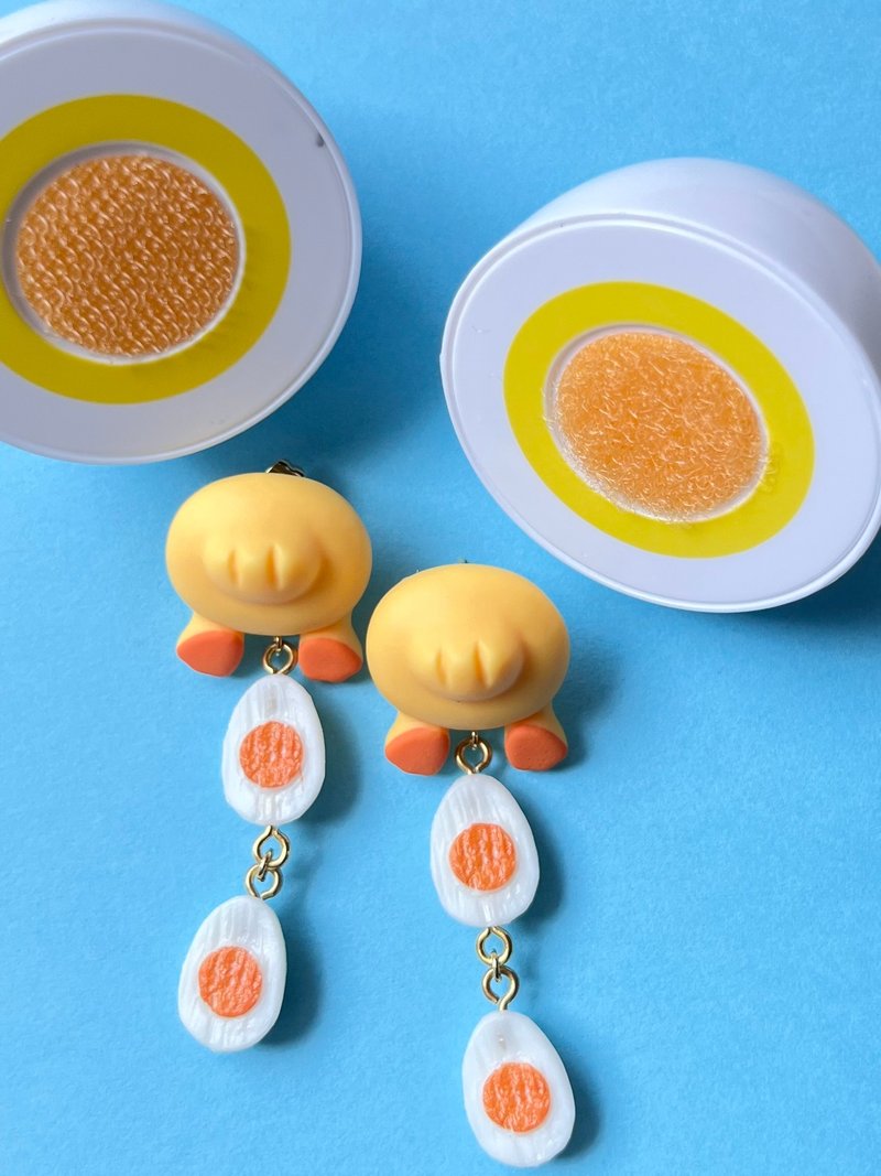 意想不到的鸡蛋秘密 - 耳环/耳夹 - 树脂 