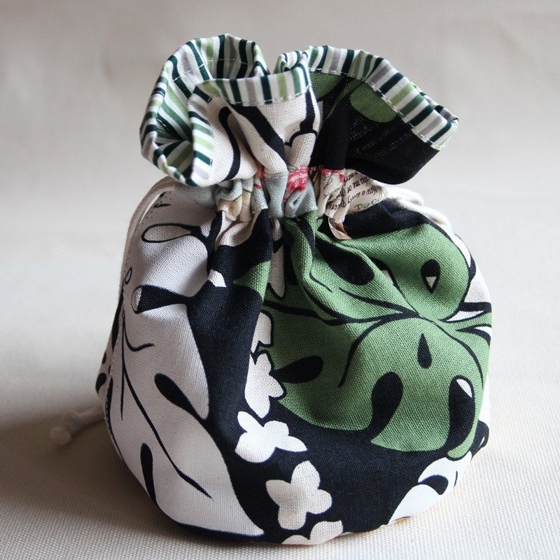 束口袋, 化妆包, 热带风情 蔓绿绒收纳包 - 化妆包/杂物包 - 棉．麻 绿色