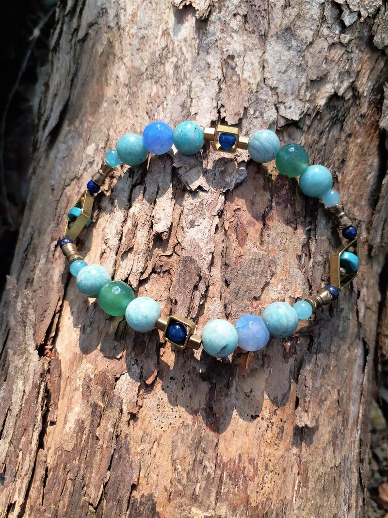蓝玛瑙│绿玛瑙│绿松石│天河石│黄铜│手链 - 手链/手环 - 水晶 